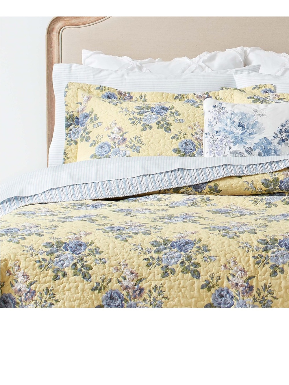 Laura Ashley - Queen Quilt Set,
Reversible Cotton Bedding with Matching Shams